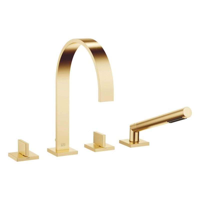 Tub Filler MEM Mixer for Deck Mount with Handshower 2 Lever Brushed Durabrass