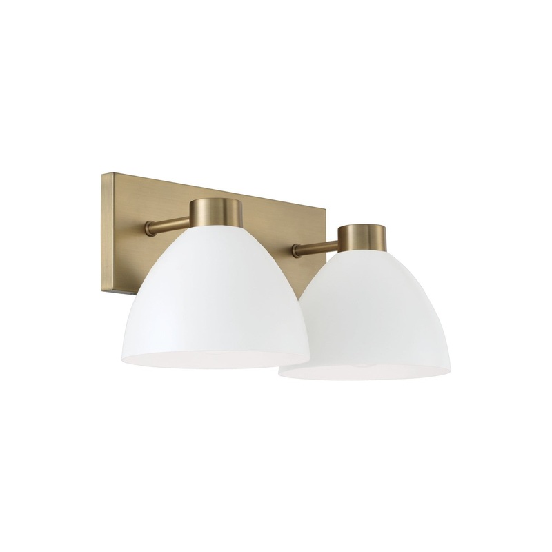 Two Light Vanity from the Ross Collection in Aged Brass and White Finish by Capital Lighting