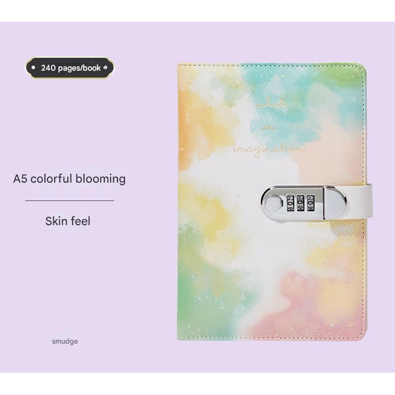 A5 Tie-Dye Journal with Combination Lock – 240 Pages, Soft Touch Cover Diary(Colorful)