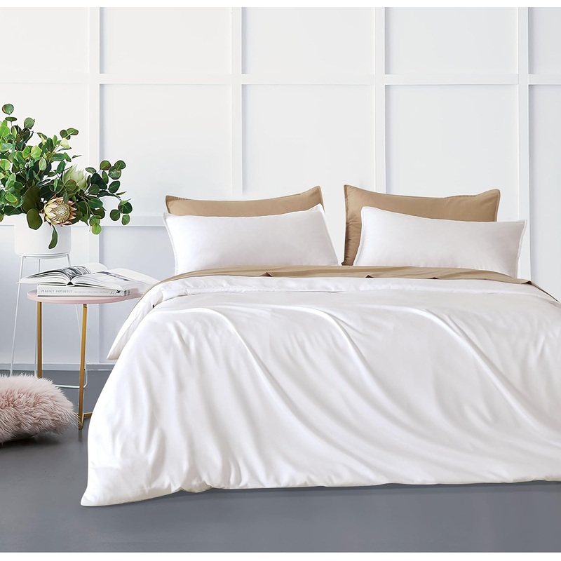 Bamboo Microfibre Quilt Cover Set – White – Single