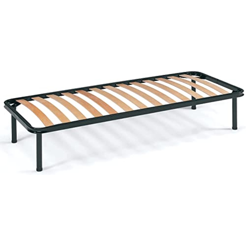 Bed Store SISTEMI RIPOSO Rete Letto Singolo 13 Doghe In Legno Curvato 80X190 H35 Cm – Misura Singola Standard Ortopedica Con 4 Piedi Altezza 30Cm Con Tappi Antiscivolo