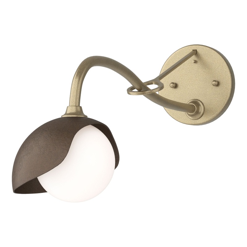 Brooklyn 1-Light Single Shade Long-Arm Sconce Soft Gold Bronze