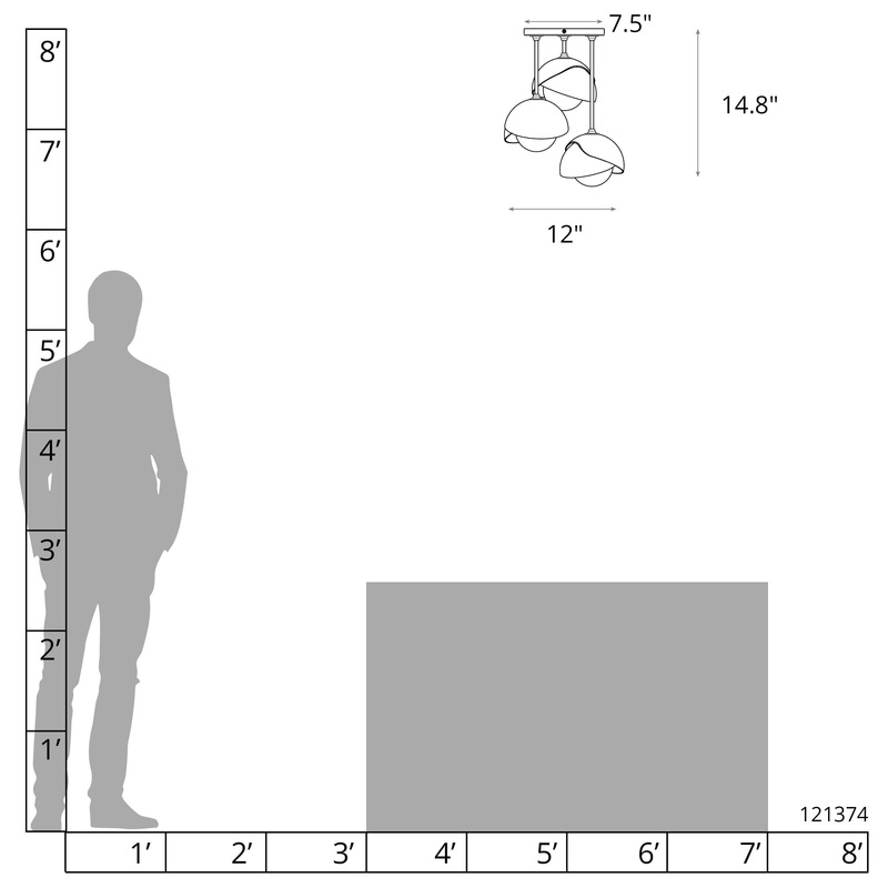 Brooklyn 3-Light Double Shade Semi-Flush White Vintage Platinum