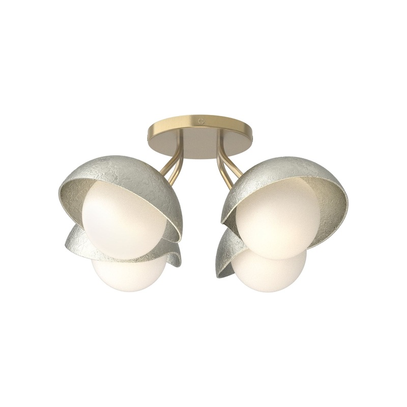 Brooklyn 4-Light Single Shade Semi-Flush Modern Brass Sterling