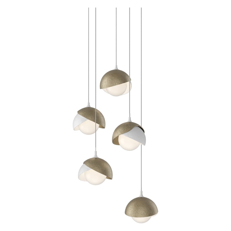 Brooklyn 5-Light Double Shade Pendant White Soft Gold