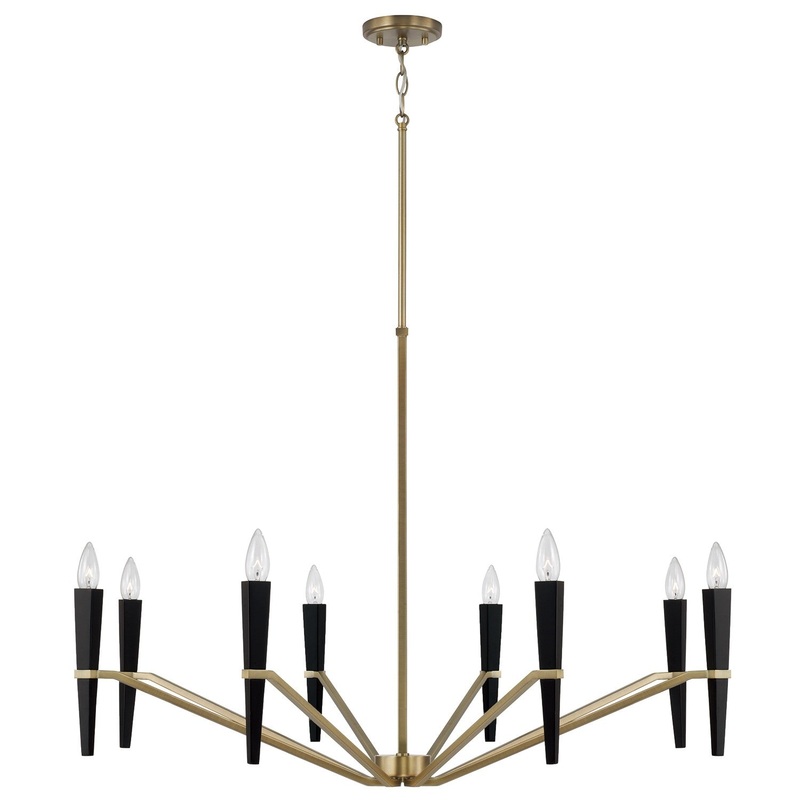 Eight Light Chandelier from the Enzo Collection in Aged Brass and Black Finish by Capital Lighting