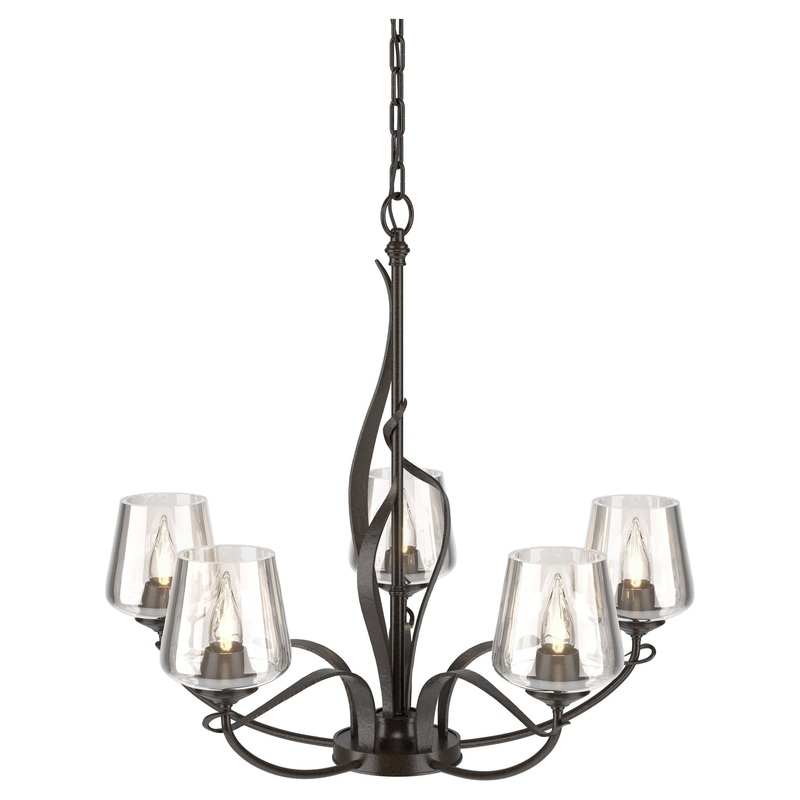 Flora 5-Arm Chandelier Oil Rubbed Bronze Clear Glass (ZM)