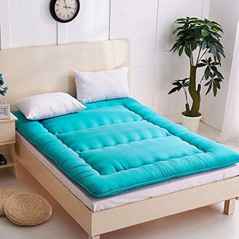 Futon Materasso Singolo per Student Dormitory Materasso Pieghevole Futon, Morbido e Traspirante Addensare Tatami Mat Sleeping Pad,Verde,Queen