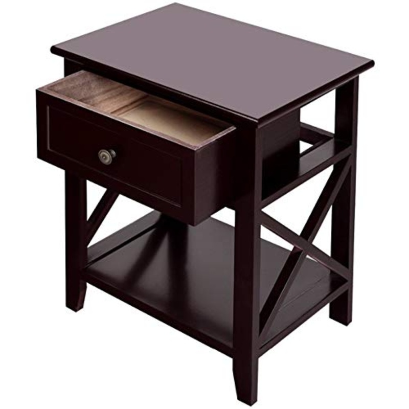 Giantex Comodino Fine Comodino immagazzinaggio del cassetto Room Decor ripiano pi Basso Mobili for la casa di immagazzinaggio Governo di Legno