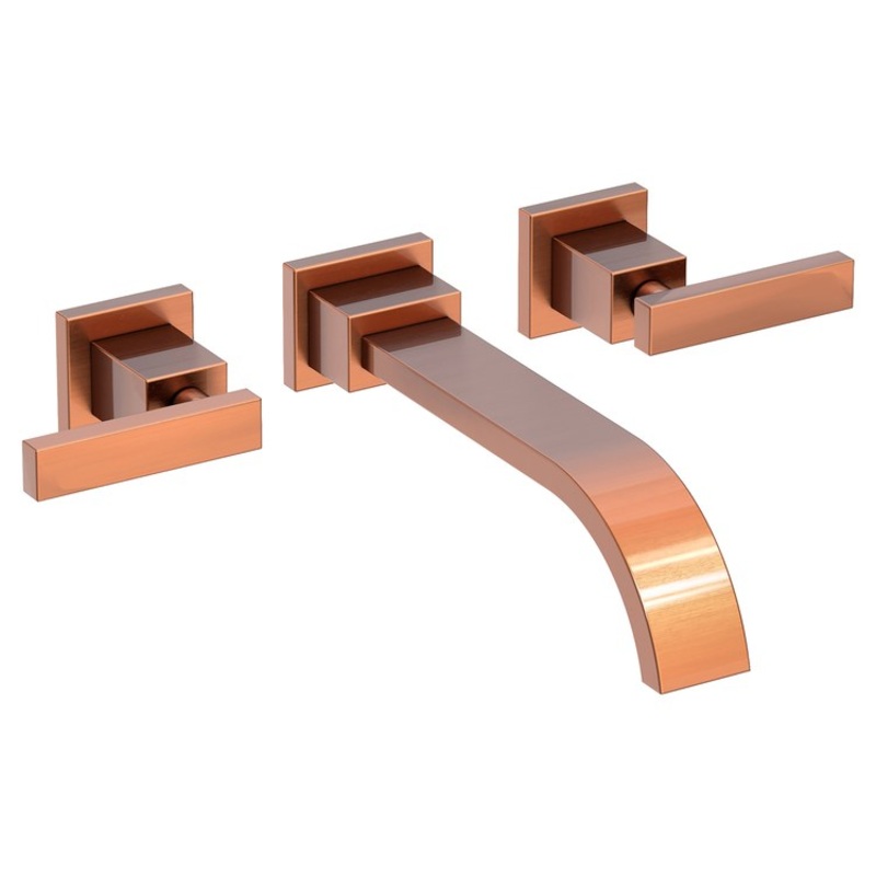 Lavatory Faucet Secant Wall Mount 8 Inch Spread 2 Lever ADA Antique Copper 1.2 Gallons per Minute Brass Spout Height Inch