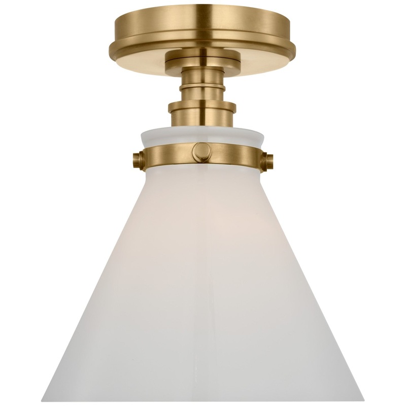 LED Flush Mount from the Parkington Collection in Antique-Burnished Brass Finish by Visual Comfort Signature