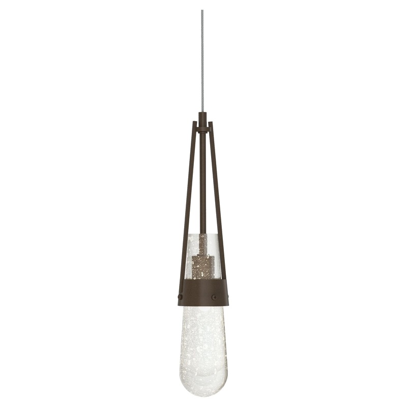 Link Blown Glass Low Voltage Mini Pendant Bronze Clear Bubble Glass (YG)