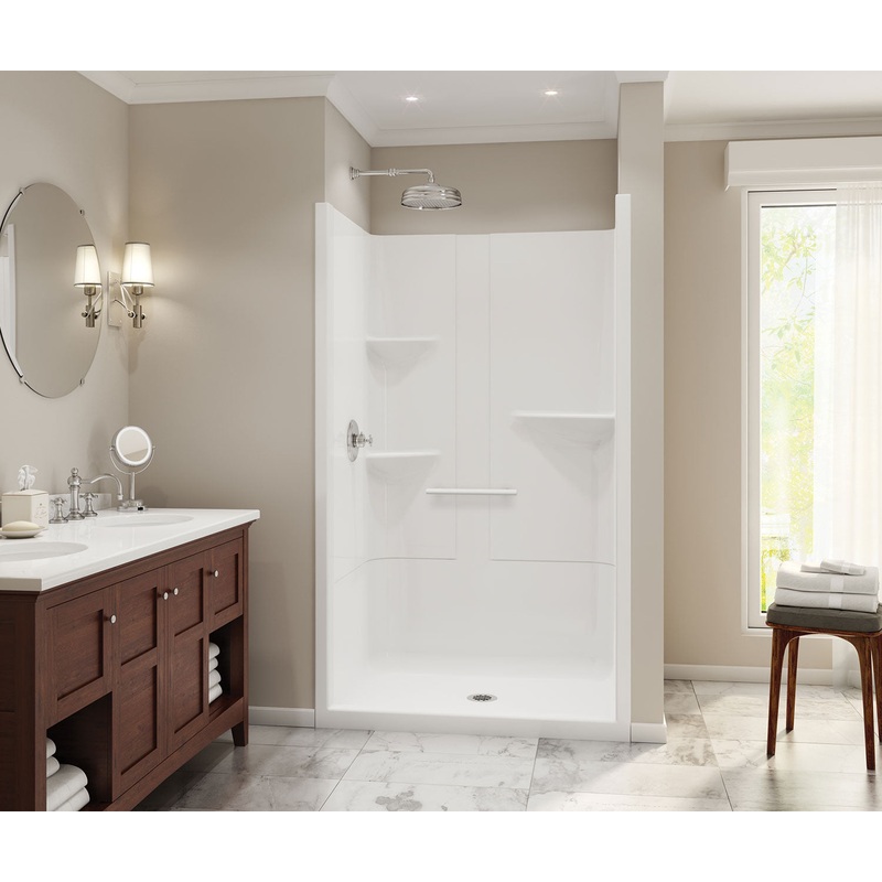 MAAX 105919-R-000-001 Camelia SH-4834 Acrylic Alcove Center Drain One-Piece Shower in White