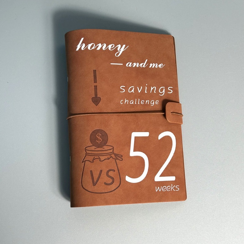 Orange 52-week couple’s savings challenge binder – 6-ring financial planner set (2 books)