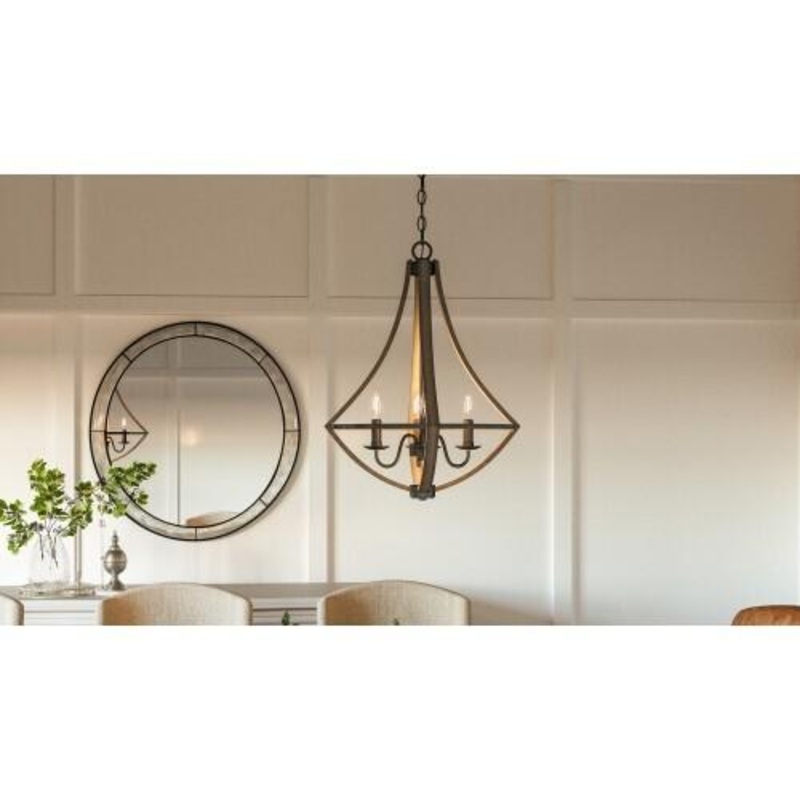 Quoizel SHR2818RK Shire 4 light pendant rustic black Chandelier