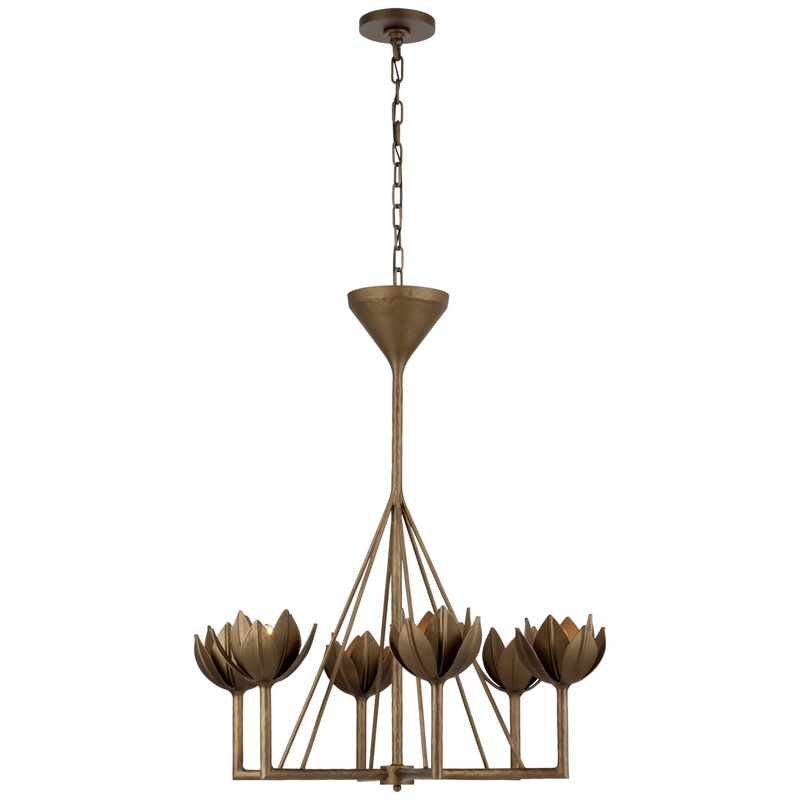 Six Light Chandelier from the Alberto Collection in Antique Bronze Leaf Finish by Visual Comfort Signature