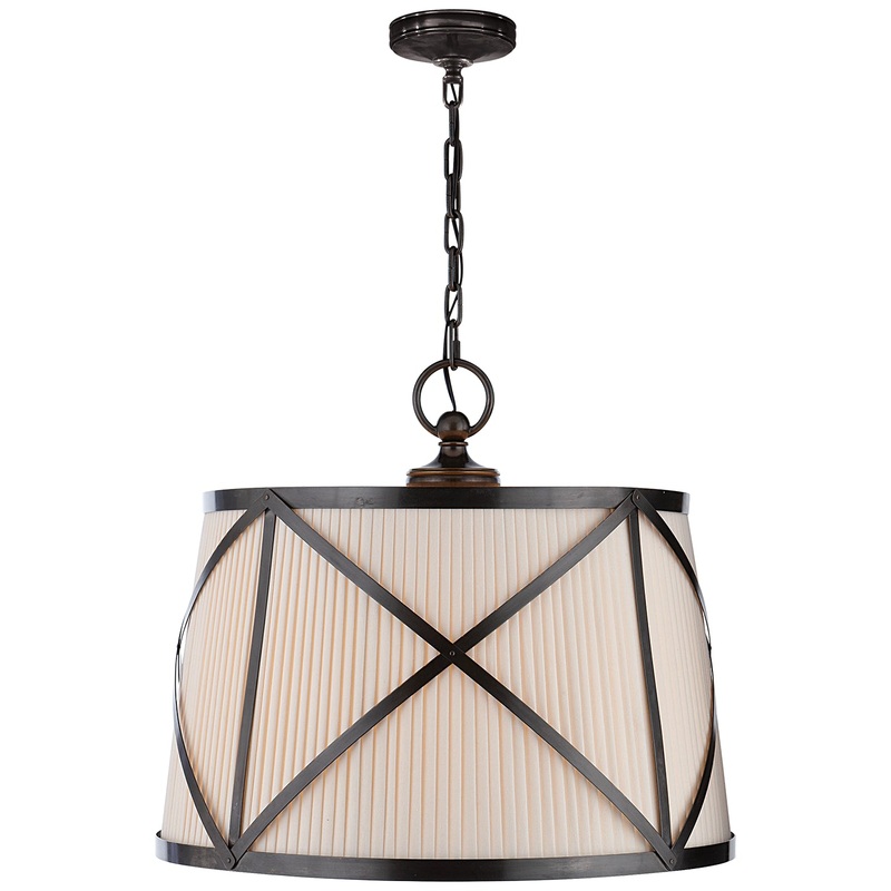 Three Light Pendant from the Grosvenor Collection in Bronze Finish by Visual Comfort Signature
