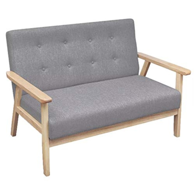 vidaXL Divano a 2 Posti in Stoffa Grigio Chiaro Stile retr Arredo Casa Sofa