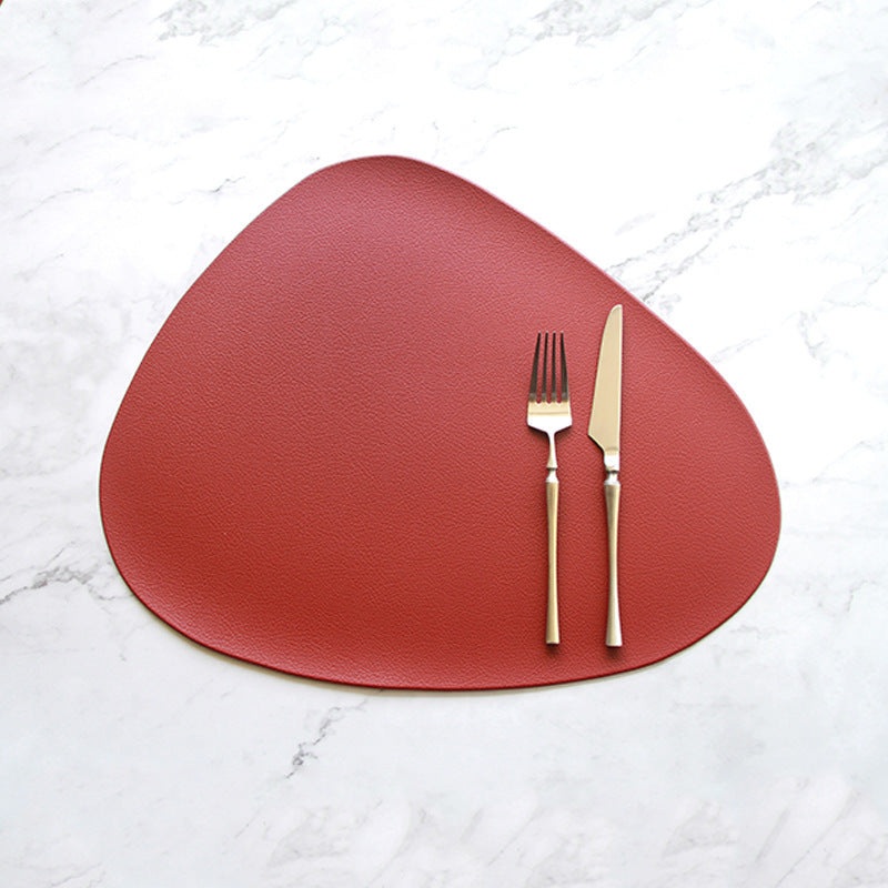4 Pcs Red Nordic-Style PVC Leather Placemats Set of 4 – Waterproof, Heat-Resistant, and Oil-Proof Triangular Table Mats
