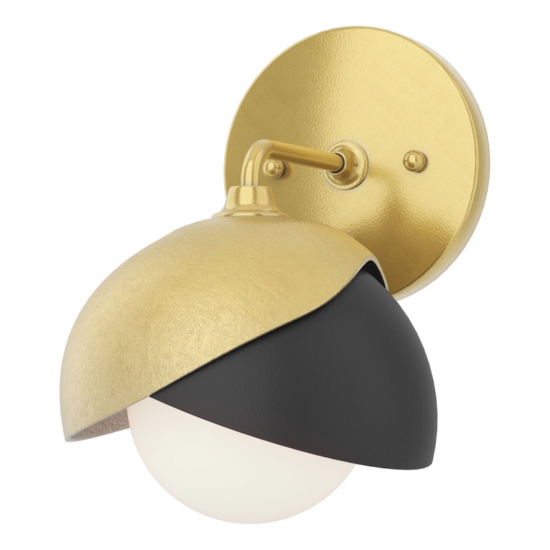 Brooklyn 1-Light Double Shade Bath Sconce Modern Brass Black
