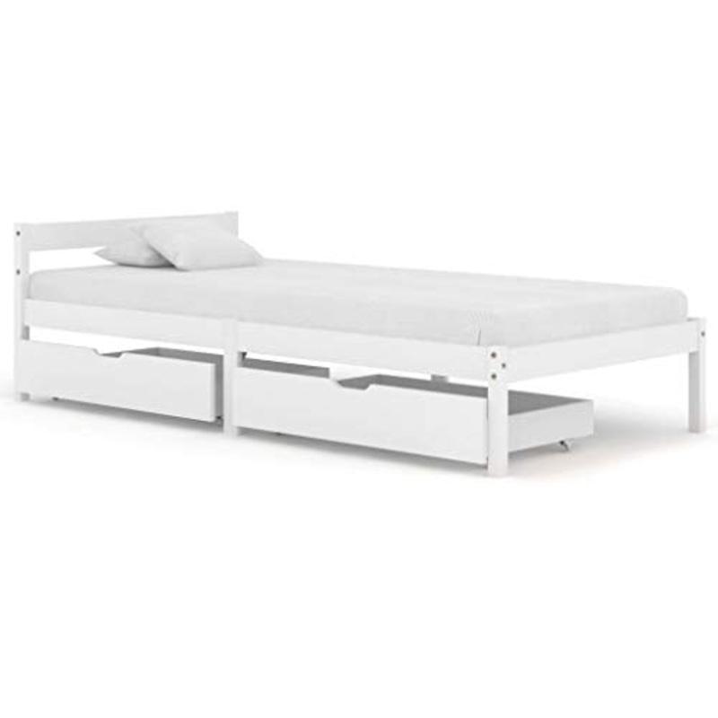 FAMIROSA Giroletto con 2 Cassetti Bianco in Massello di Pino 100×200 cm-0415