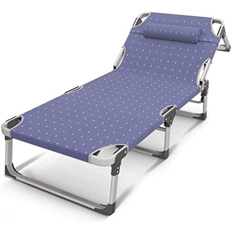 FGDSA Sedia da Letto Pieghevole Lettini da Sole Letto Singolo Letto da Campeggio Ufficio Siesta Letto Reclinabili Letto da Ospedale Letto Semplice con Rinforzo Cuscino Regolabile Blu