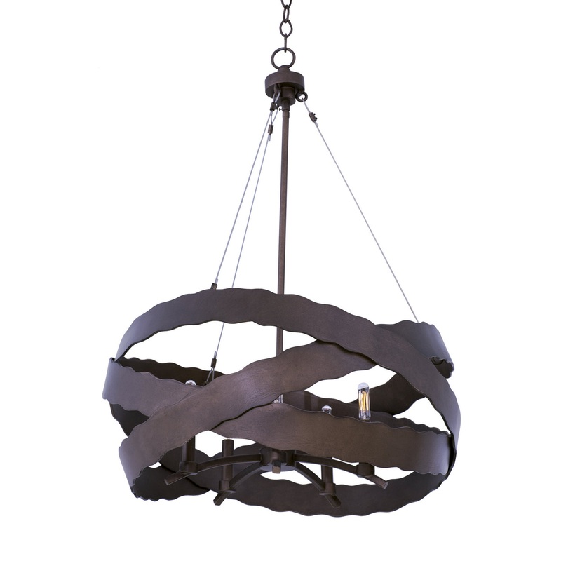 Five Light Pendant from the Fulton Collection in Brownstone Finish by Kalco