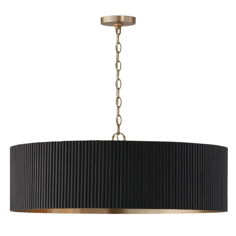 Four Light Chandelier from the Donovan Collection in Black Stain and Matte Brass Finish by Capital Lighting