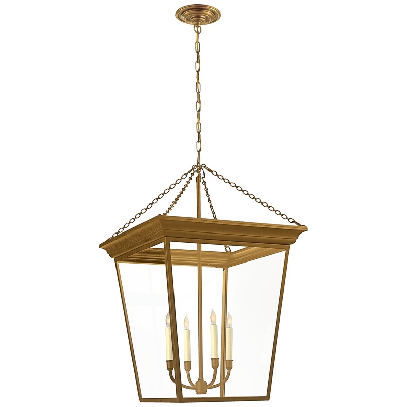 Four Light Lantern from the Cornice Collection in Hand-Rubbed Antique Brass Finish by Visual Comfort Signature