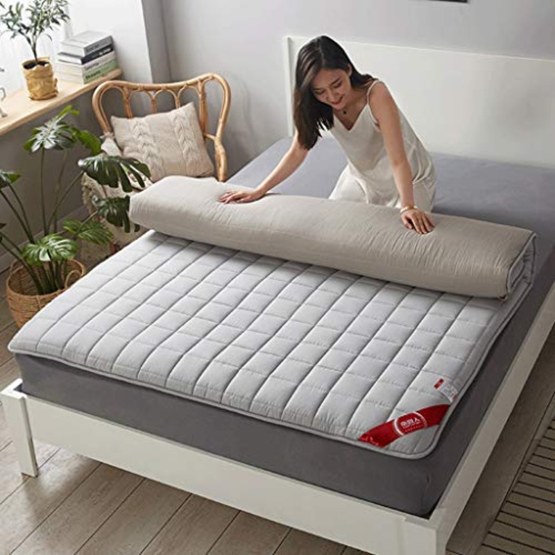 huan Tatami Tappetino, futon Giapponese Materasso Pad Spessa Sleeping Pad, Pieghevole, Portatile – Grigio, Rosa, Cachi (Colore : Grigio, Size : 90X200CM(35X79inch))