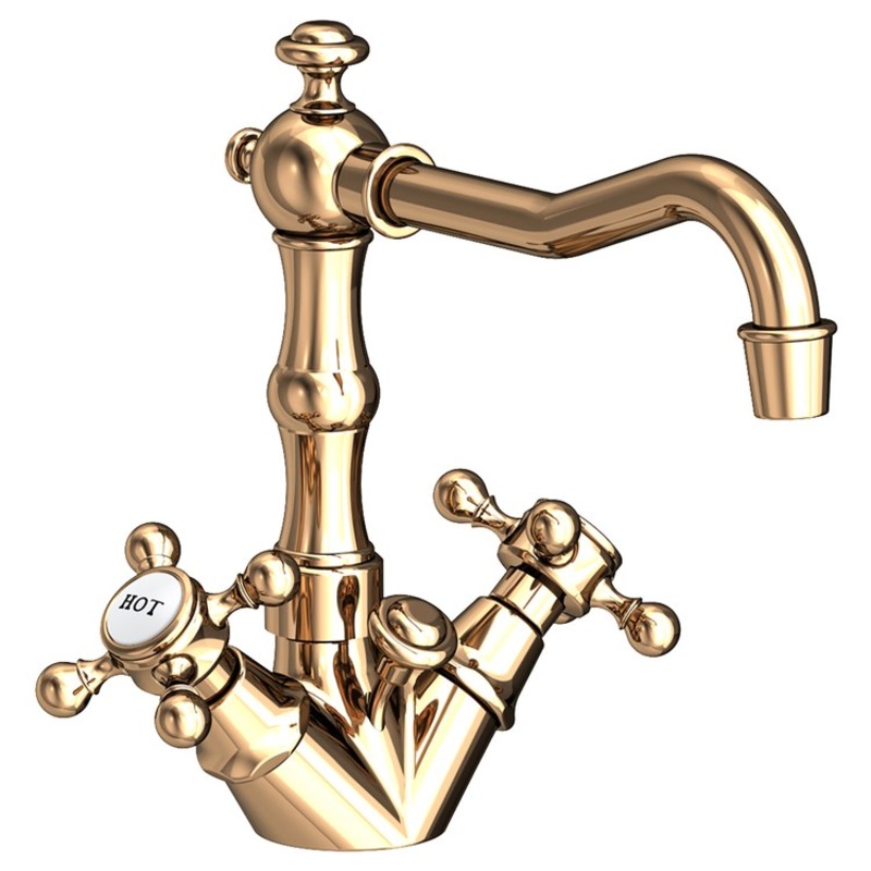 Lavatory Faucet Chesterfield 2 Cross ADA French Gold PVD 1.2 Gallons per Minute Brass Spout Height 5-1/4 Inch