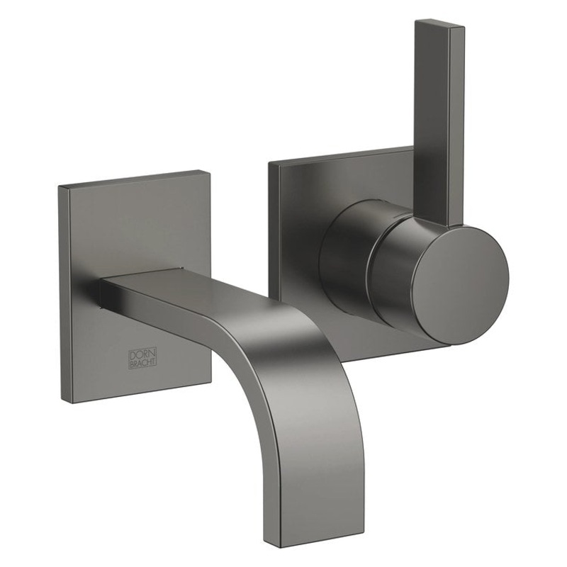 Lavatory Faucet MEM Wall Mount Mixer 1 Lever ADA Brushed Dark Platinum 1.2 Gallons per Minute Less Drain 2 Hole