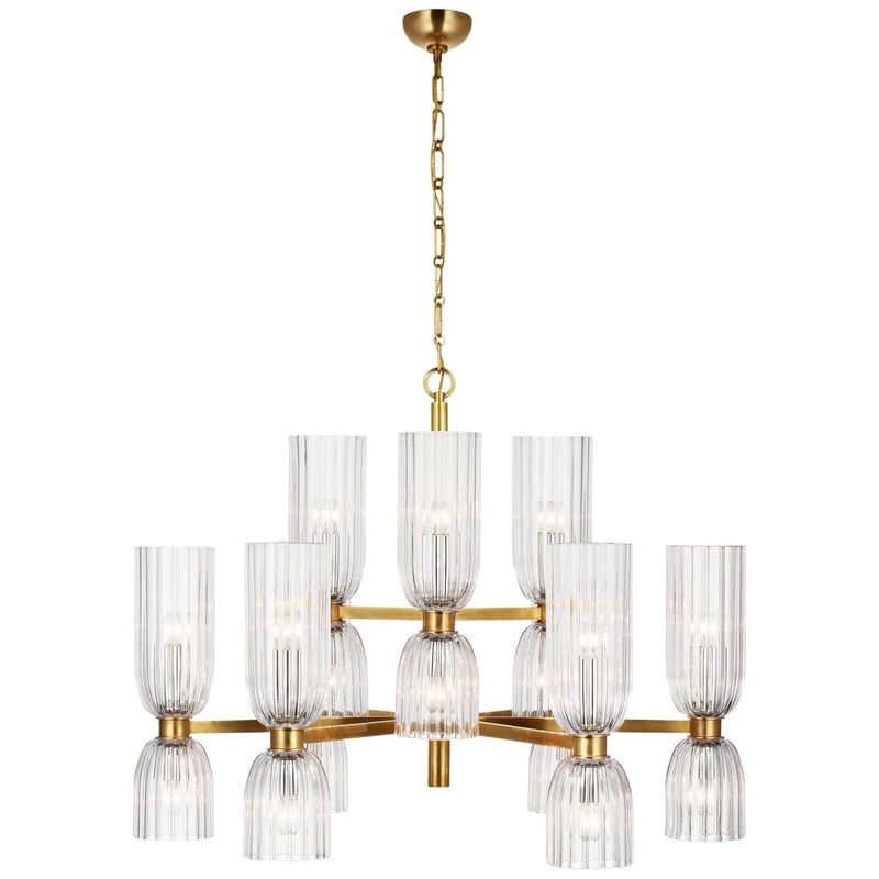 LED Chandelier from the Asalea Collection in Hand-Rubbed Antique Brass Finish by Visual Comfort Signature