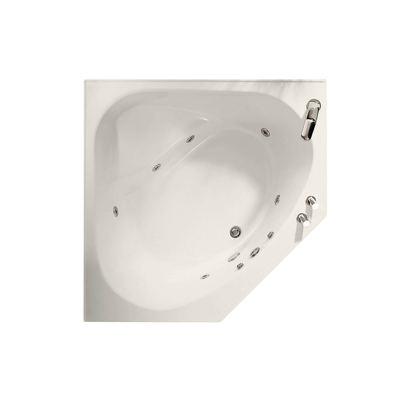 MAAX 100875-003-007-000 Tandem 5454 Acrylic Corner Center Drain Whirlpool Bathtub in Biscuit