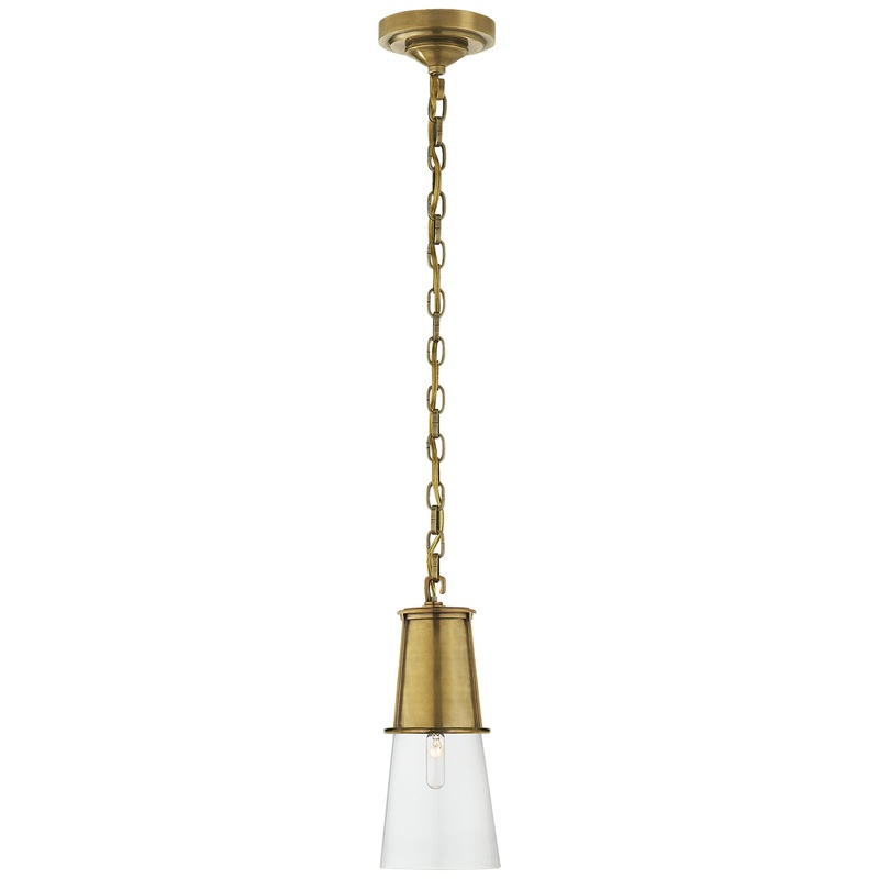 One Light Pendant from the Robinson Collection in Hand-Rubbed Antique Brass Finish by Visual Comfort Signature