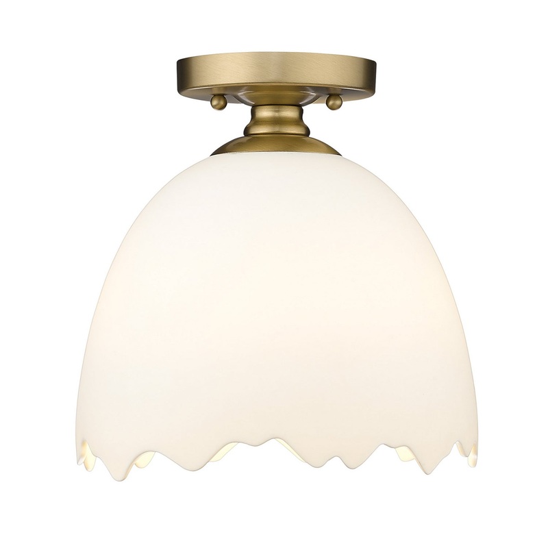 One Light Semi-Flush Mount from the Brinkley Collection in Brushed Champagne Bronze Finish by Golden