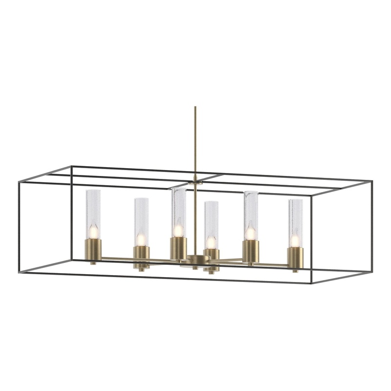 Portico Pendant Soft Gold Black Seeded Clear Glass (II)