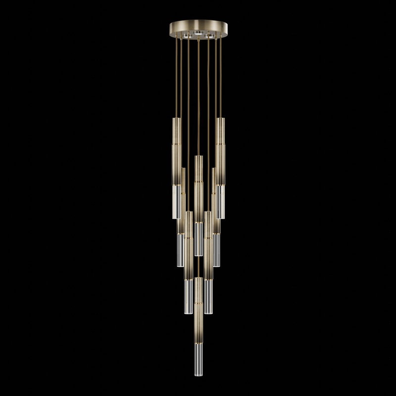 Antonia 16″W Round Pendant Ombre Bronze/Brass/No Skin