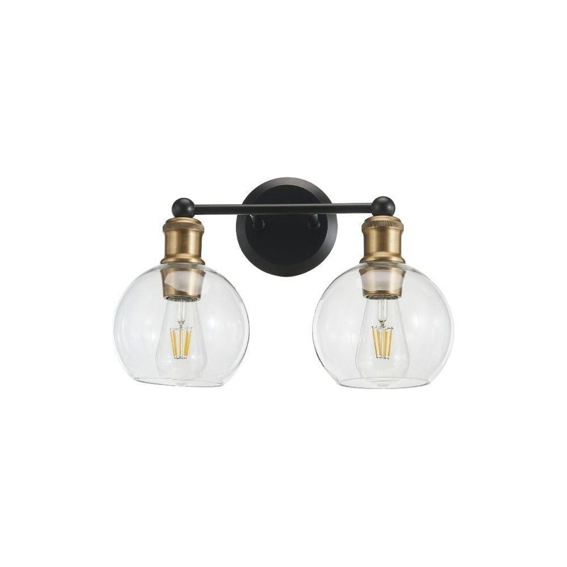 Ash 2-Light Vanity Wall Light Black & Aged Brass
