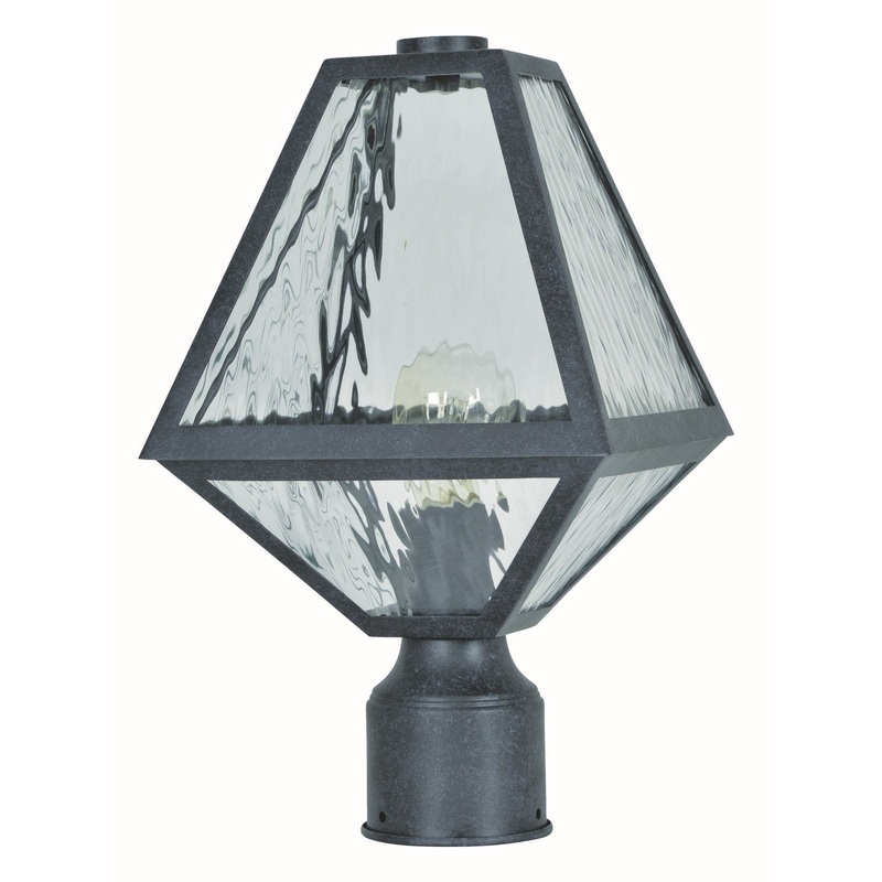 Crystorama GLA-9707-WT-BC Glacier One Light Outdoor Post Mount Black Charcoal