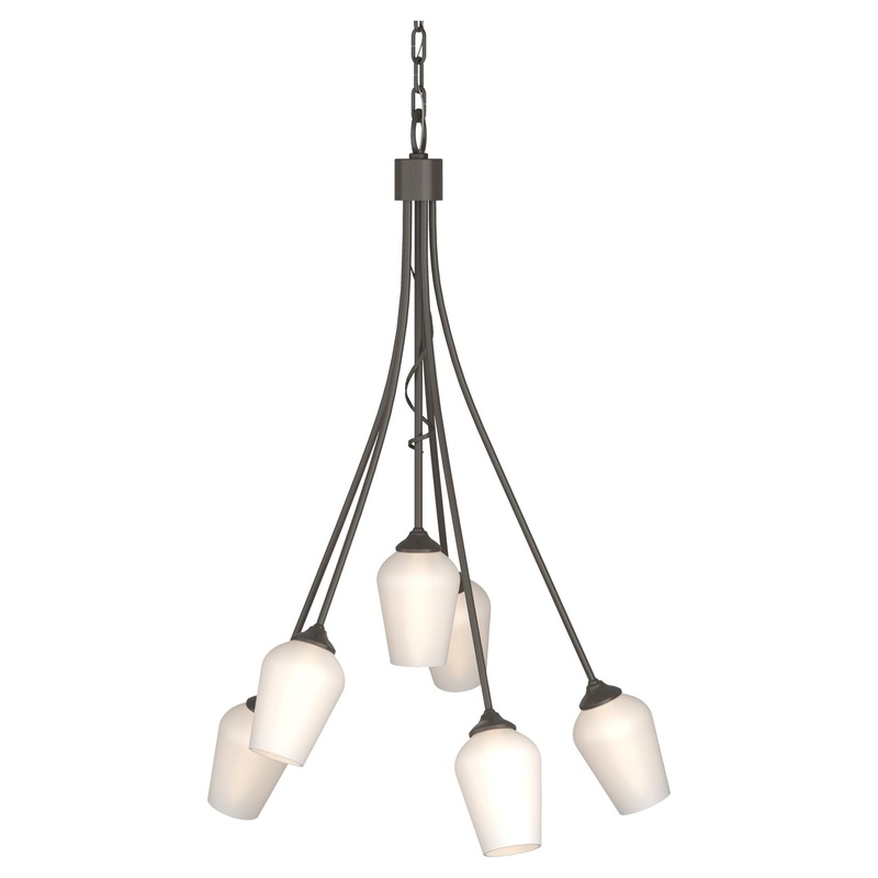 Flora 6-Arm Chandelier Dark Smoke Opal Glass (GG)