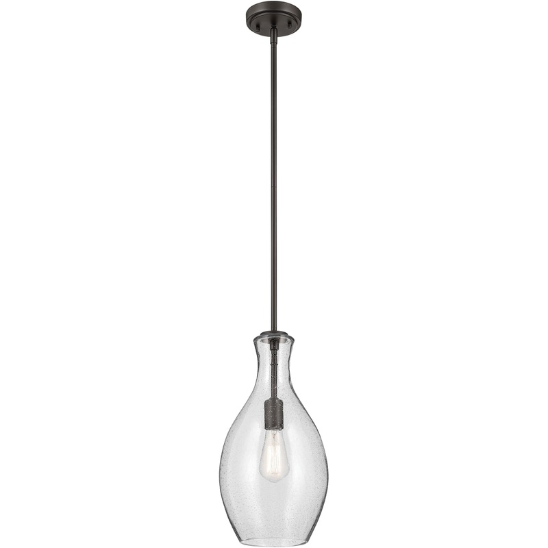 Kichler Lighting Everly 17.75″ 1 Light Hour Glass Pendant Clear Glass Olde Bronze 42047OZ
