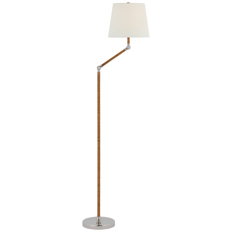 LED Floor Lamp from the Basden Collection in Polished Nickel And Natural Rattan Finish by Visual Comfort Signature