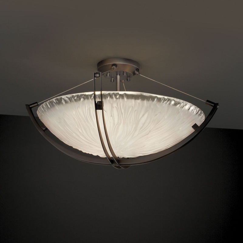 LED Semi-Flush Mount from the Veneto Luce Collection in Dark Bronze Finish by Justice Designs