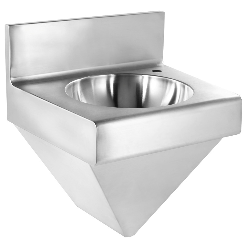 Noah’s Collection Brushed Stainless Steel Commercial Single Bowl Wall Mount Wash Basin