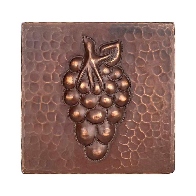 Premier Copper Products T4DBG 4-Inch by 4-Inch Copper Grape Tile, Oil Rubbed Bronze