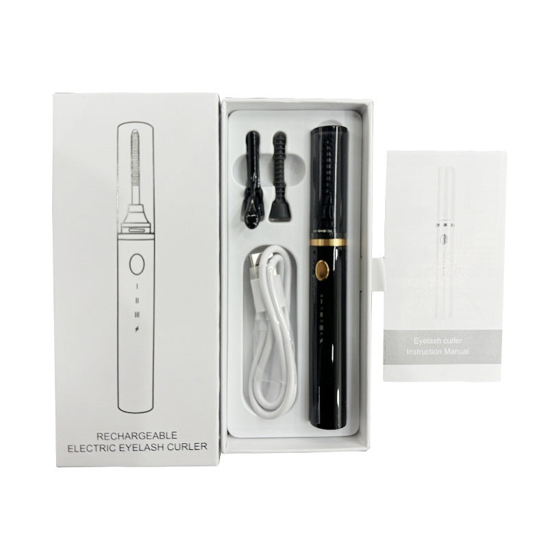 Rechargeable Heated Eyelash Curler Wand – 3 Temperature Gears, Type-C Charging, All-Day Curl(Black)