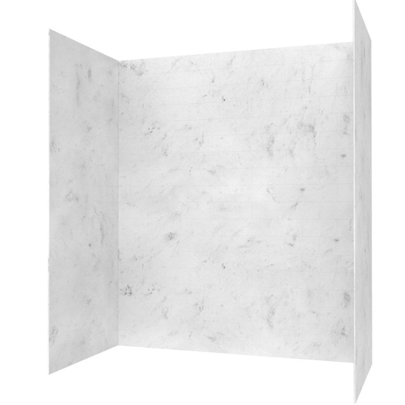 Shower Wall Kit Metro Subway Tile Glue Up 62 x 30 x 72 Inch Carrara Swanstone