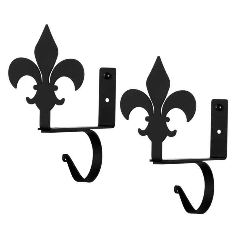 Village Wrought Iron CUR-SB-121 Fleur de lis Curtain Shelf Brackets (pair)