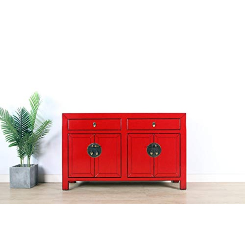 Yajutang – Com con 4 ante e 2 cassetti, colore: Rosso